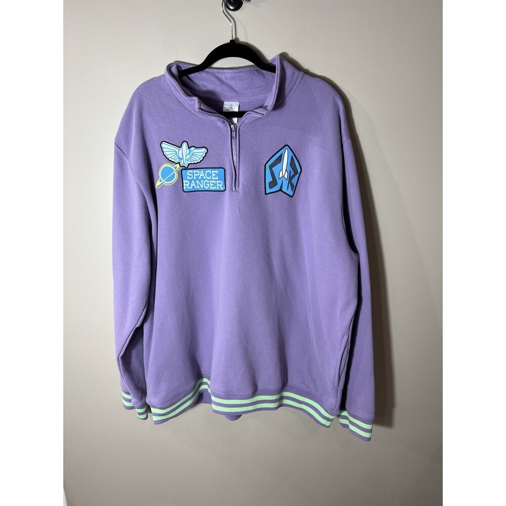 Toy Story 1/4 Zip Sweatshirt Buzz Lightyear Pullover 30th Annivesary Purple 3XL